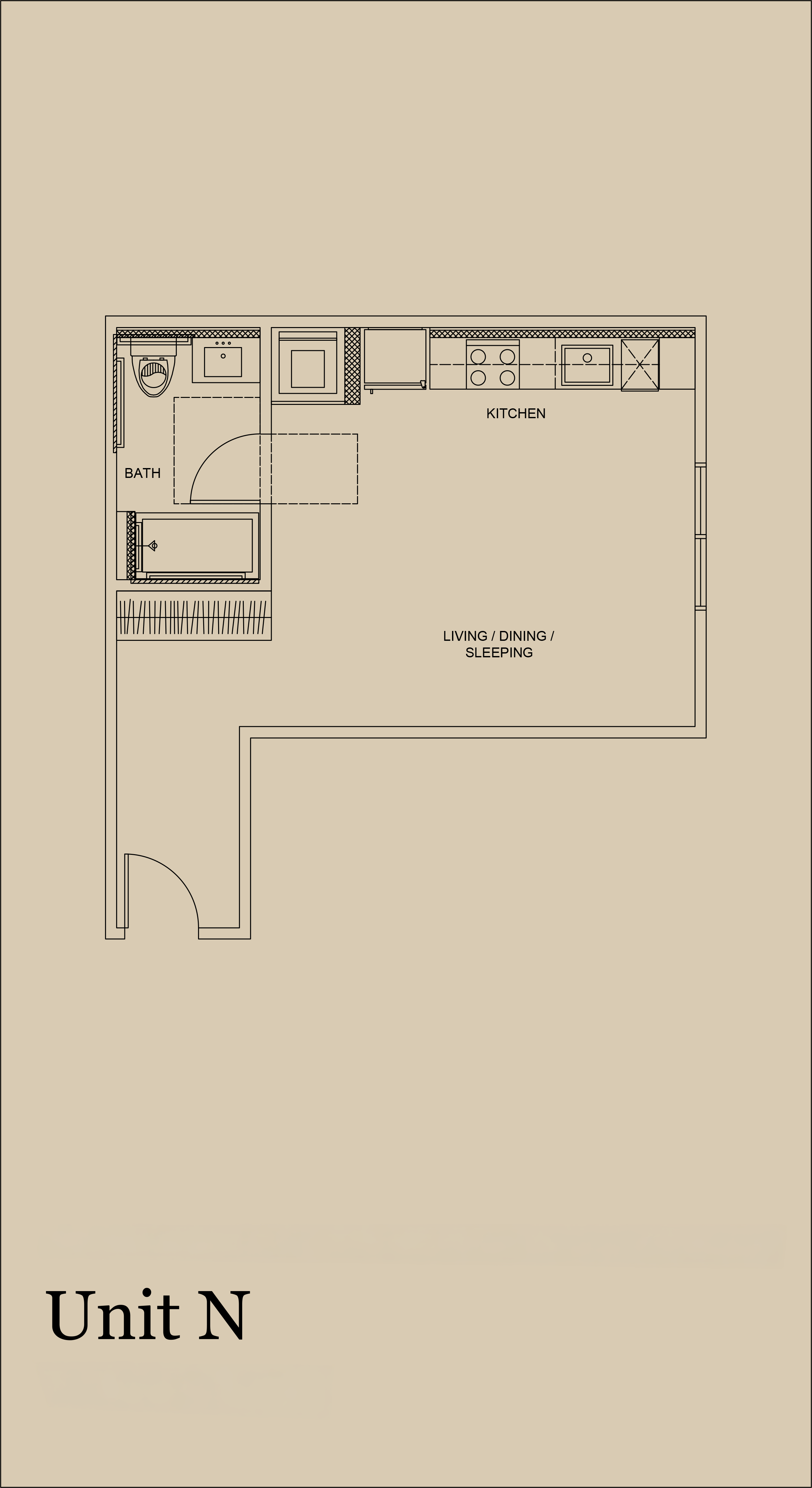Unit N — 455 SF floor plan