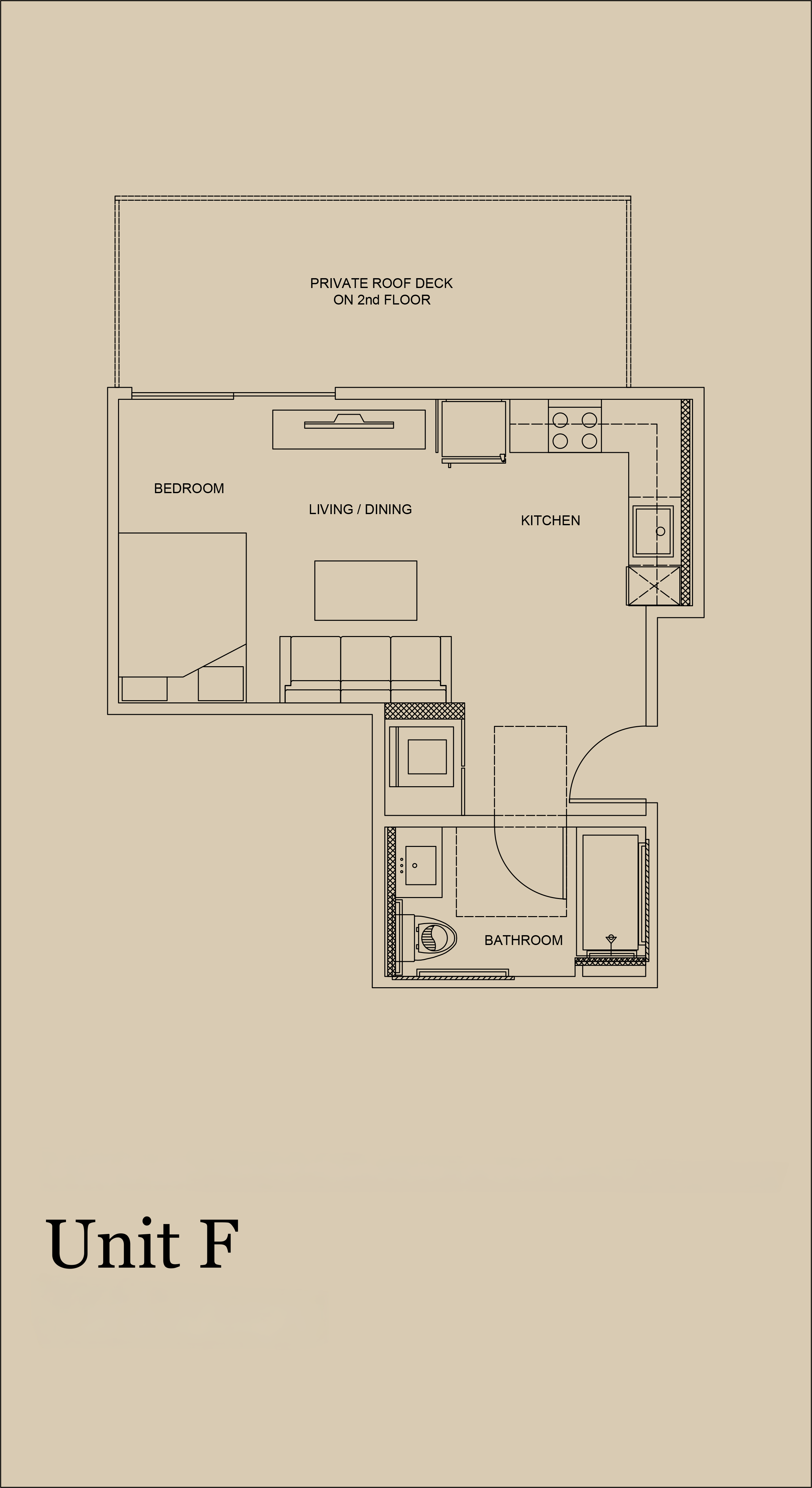 Unit F — 405 SF floor plan