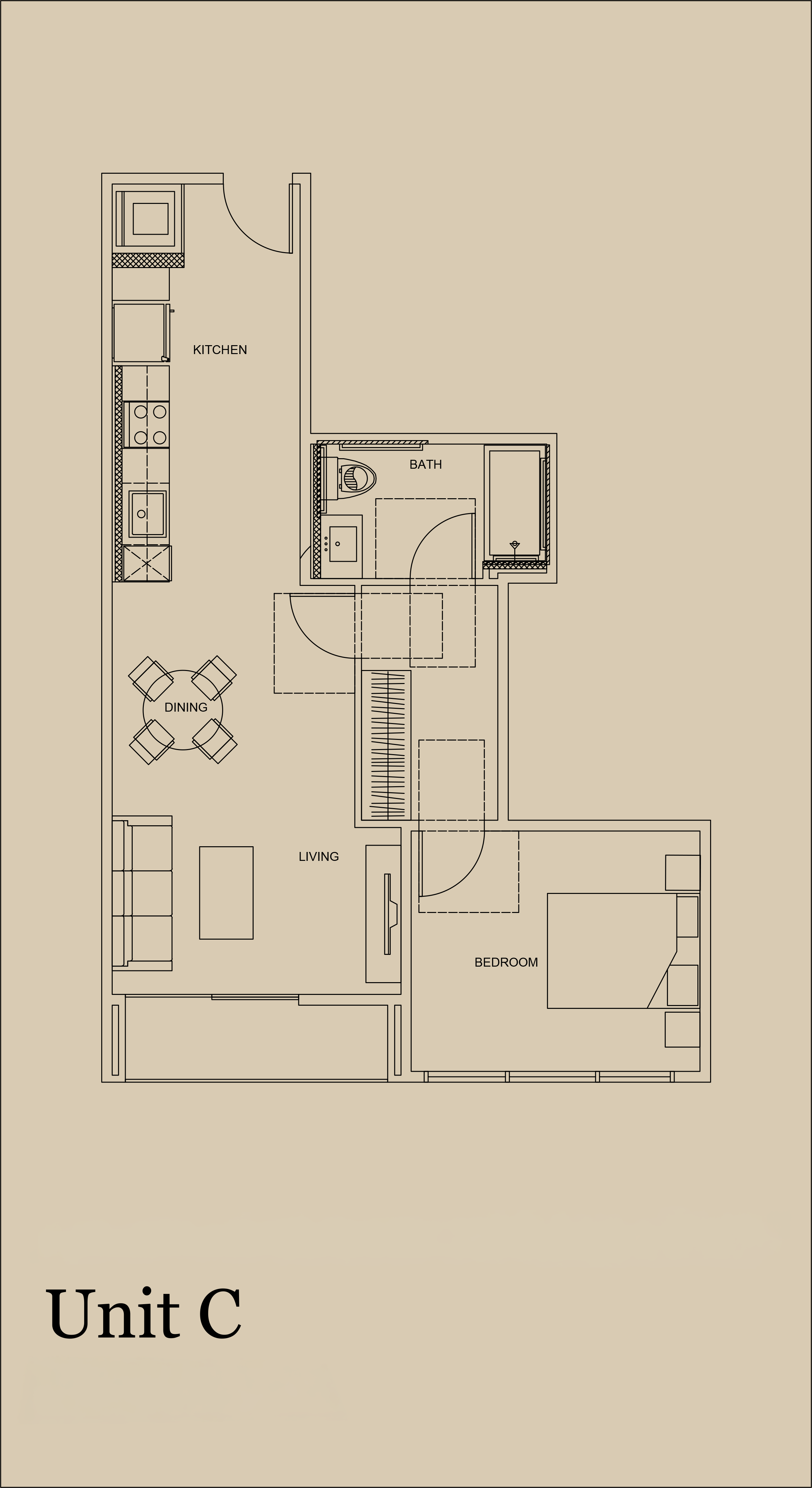 Unit C — 689 SF floor plan