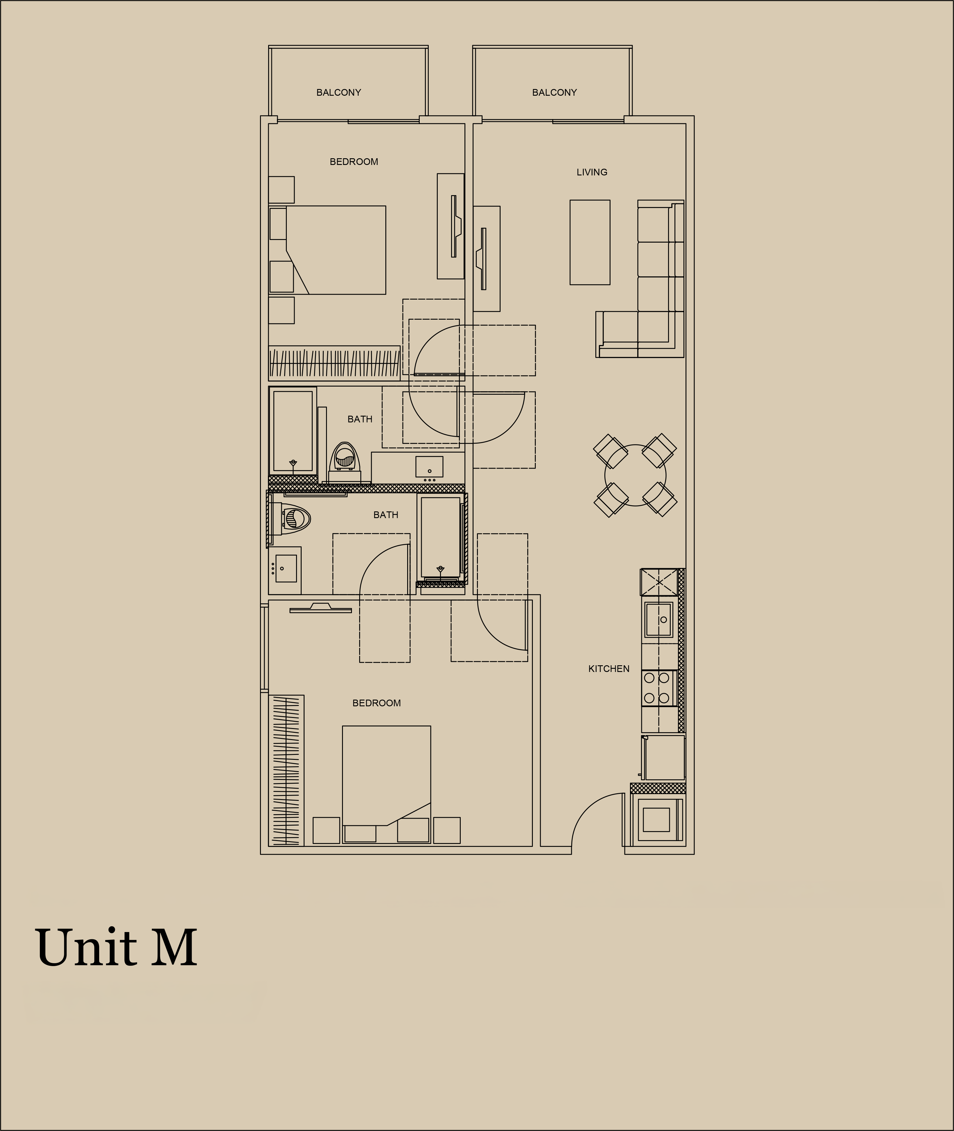 Unit M — 1,018 SF floor plan