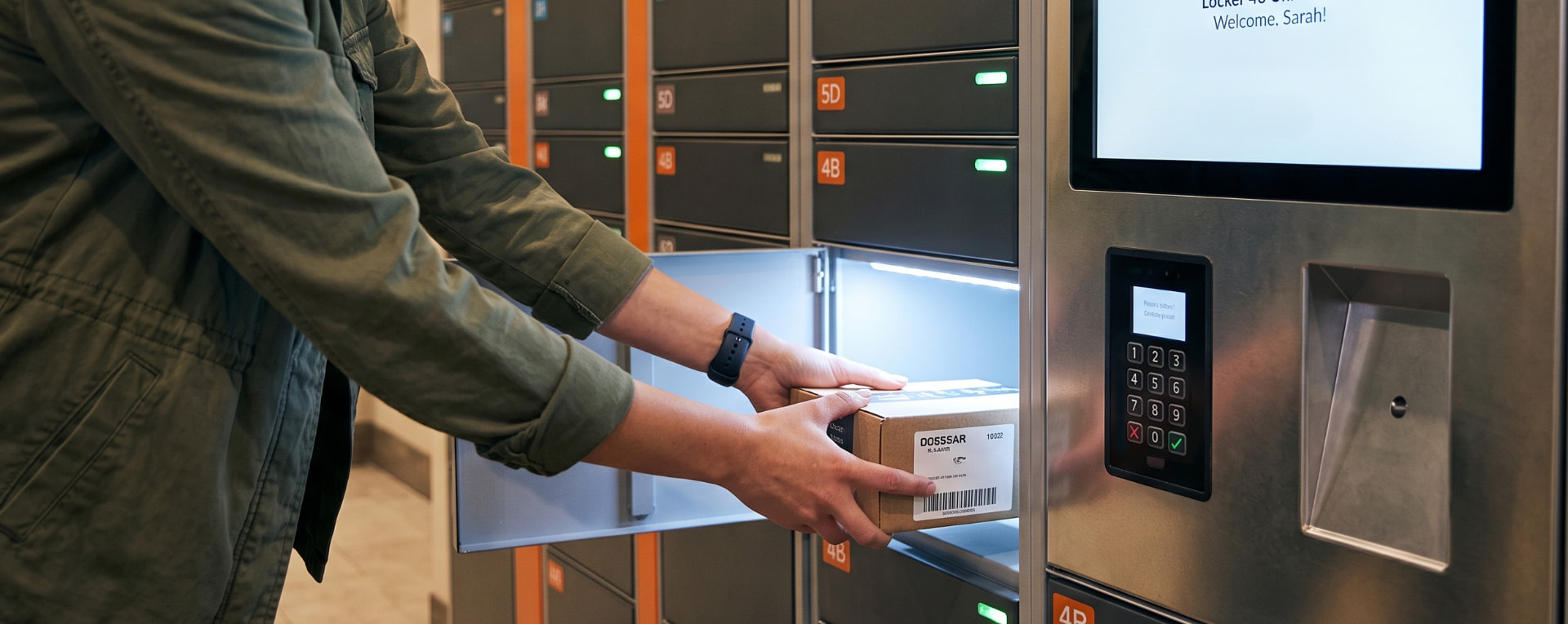 Smart parcel locker system in the lobby
