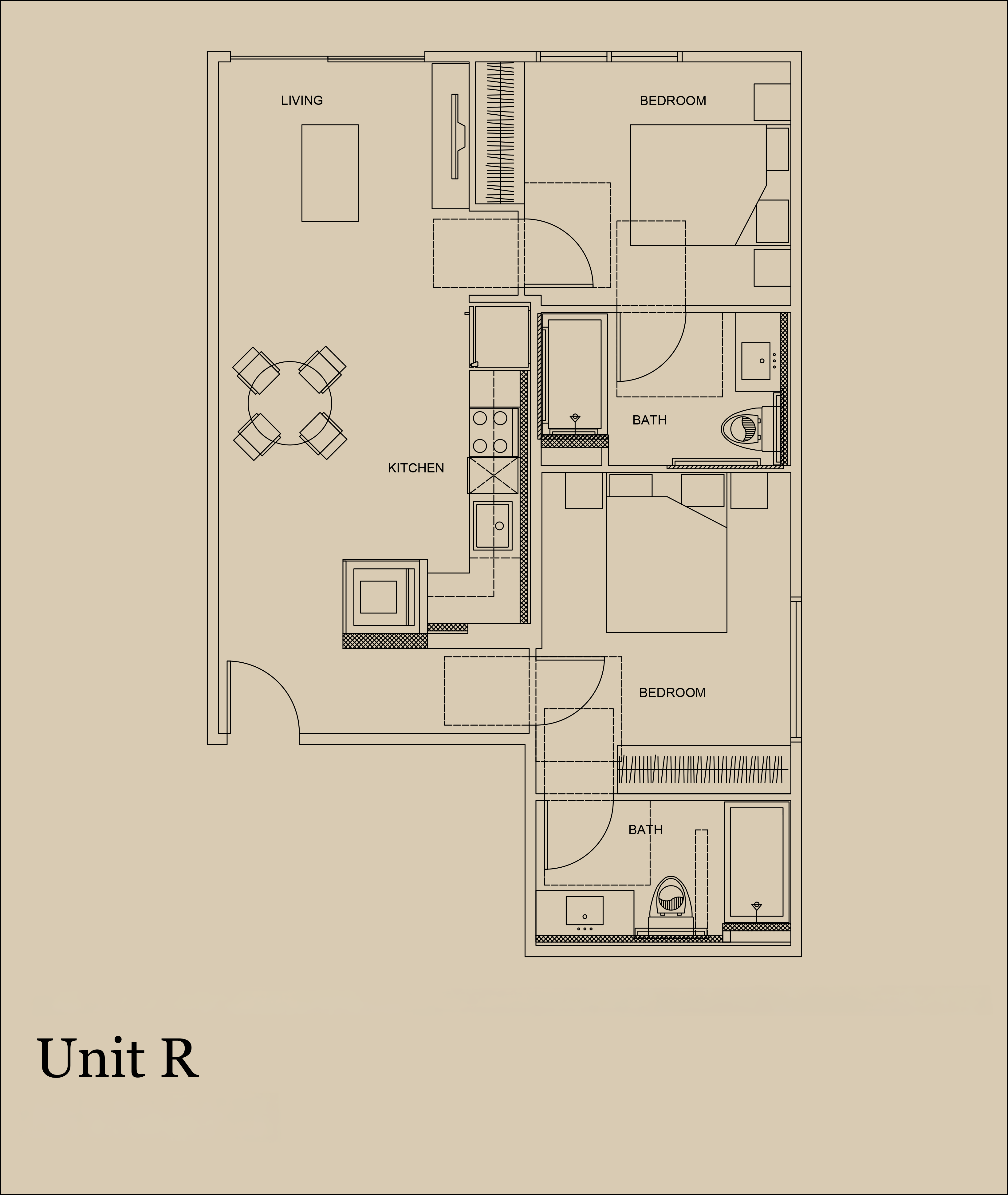 Unit R — 788 SF floor plan