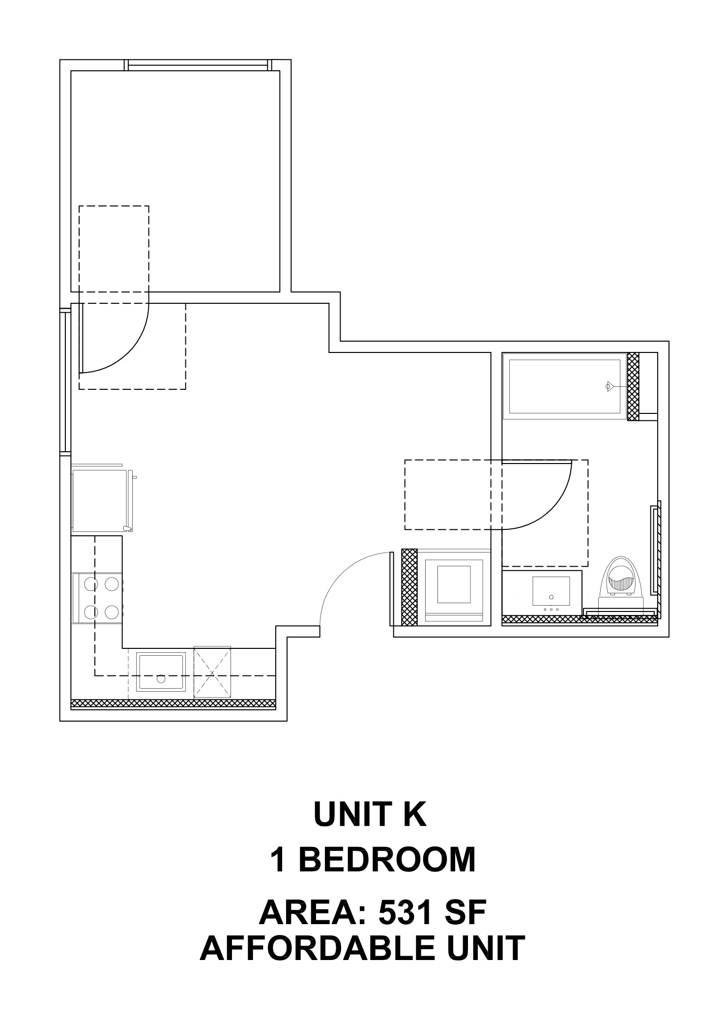 Unit K — 531 SF floor plan