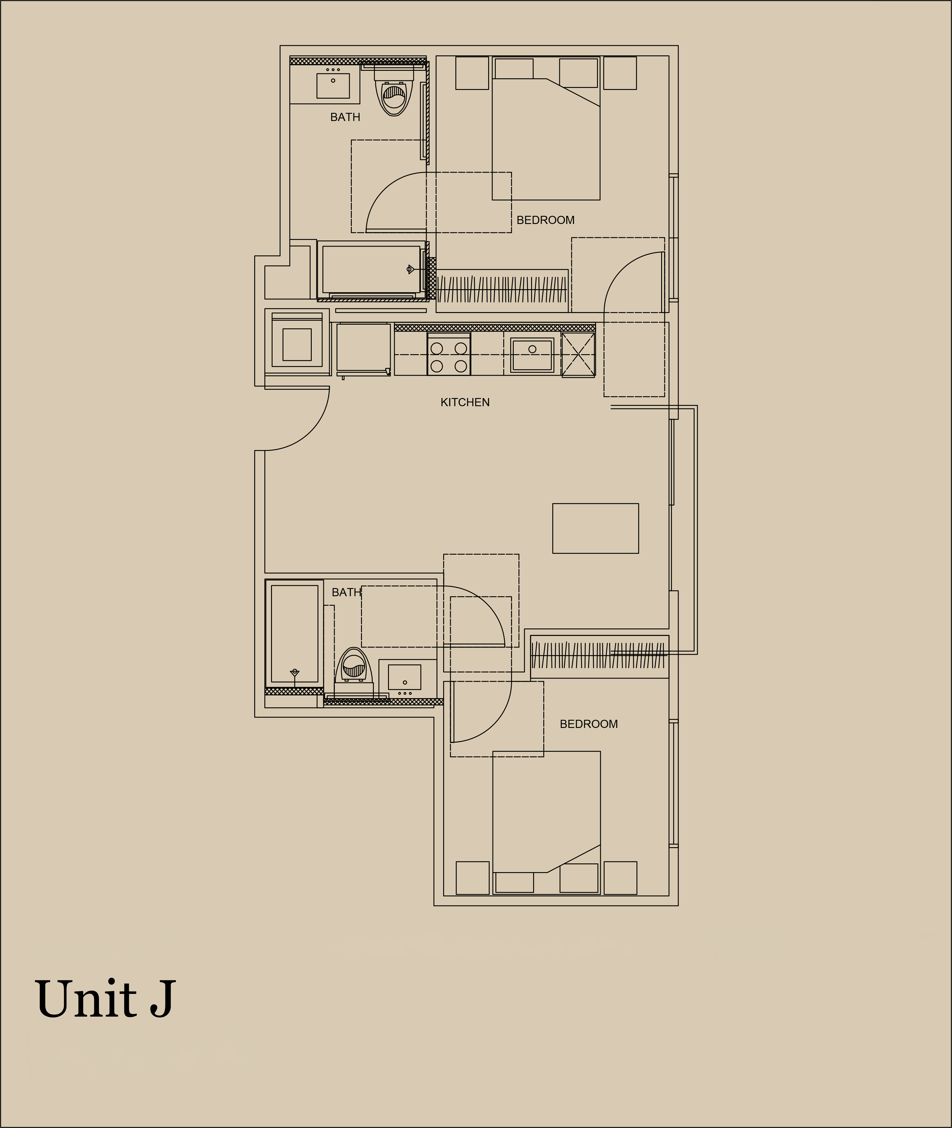 Unit J — 699 SF floor plan