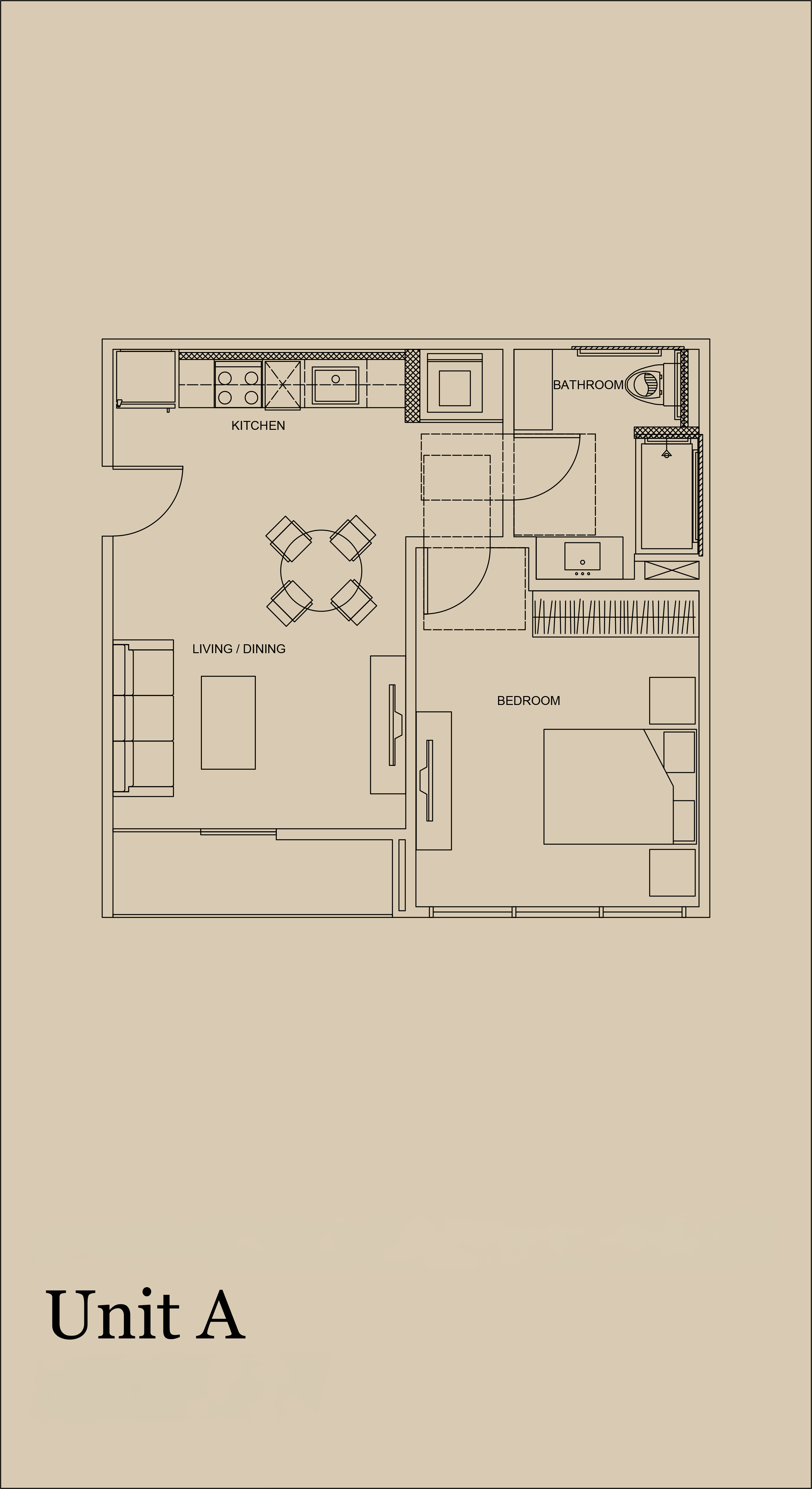 Unit A — 608 SF floor plan