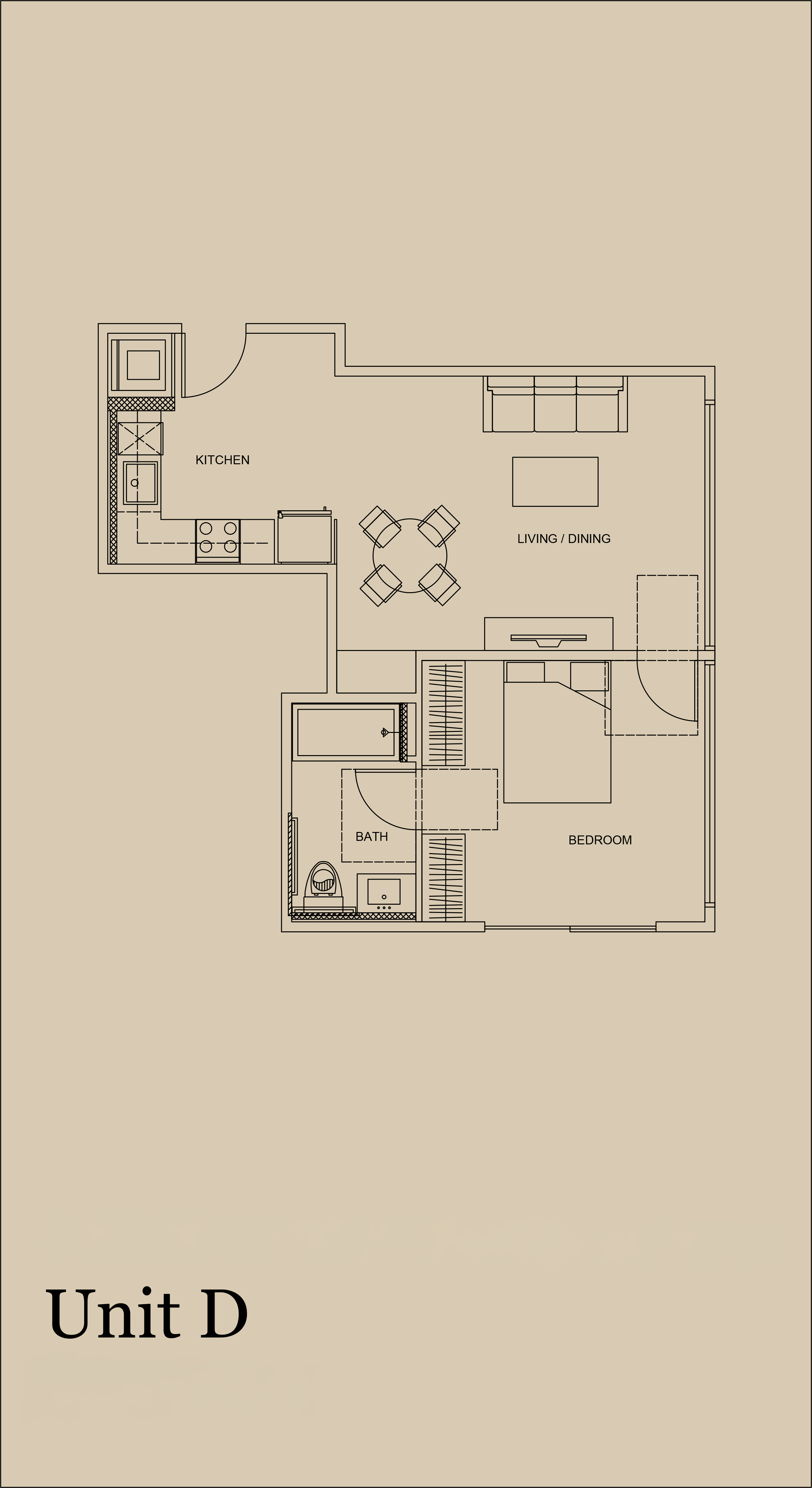 Unit D — 617 SF floor plan