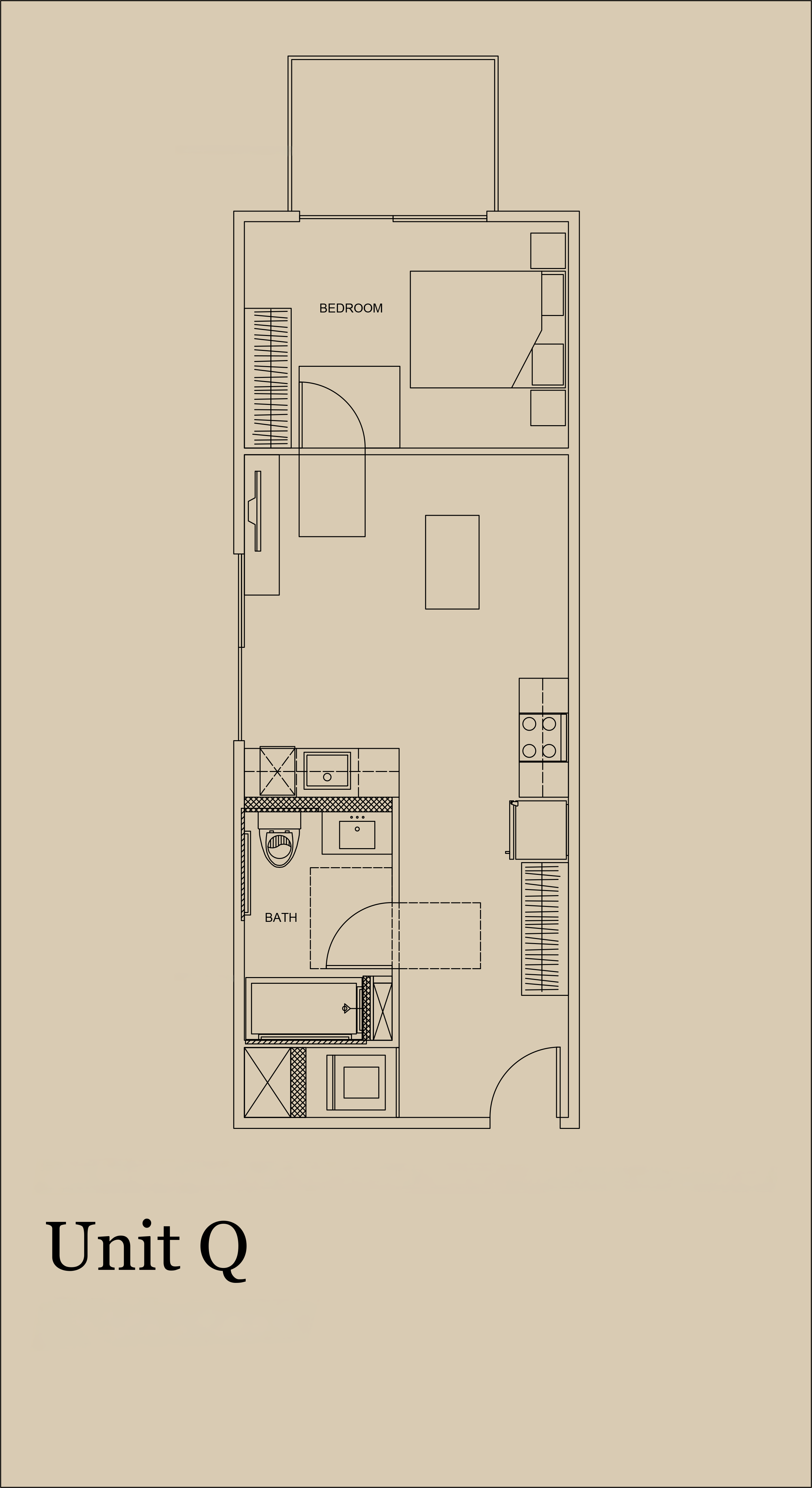 Unit Q — 573 SF floor plan